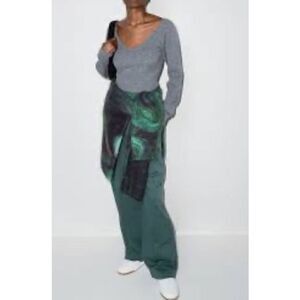 Reformation Hart Grey Cashmere V Neck Ribbed Oversized Sweater NWT Size XL